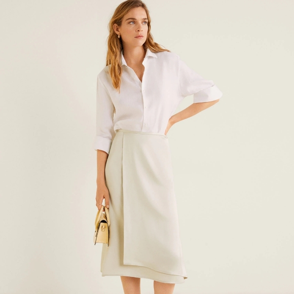 MANGO Layered look satin midi skirt - Picture 6 of 8